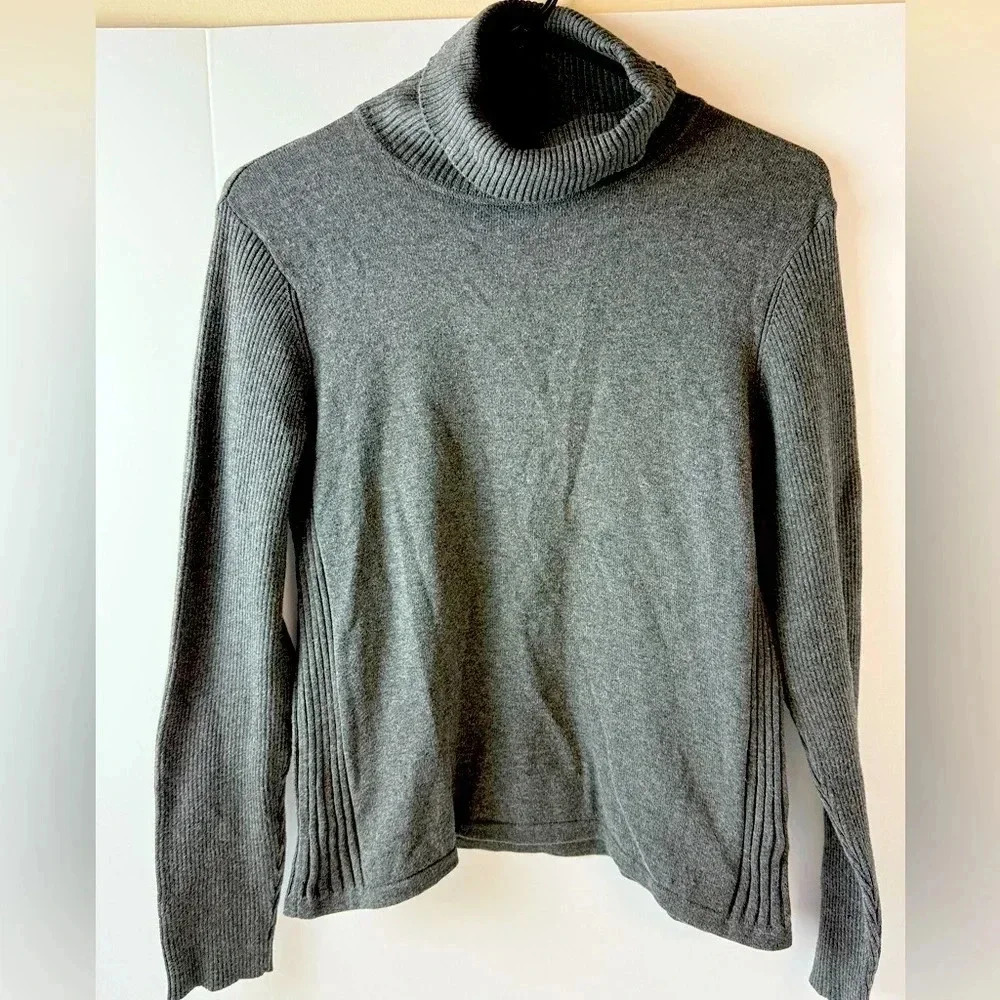 Ralph Lauren Polo Jeans 100%cotton Cowl neck Sz L Grey‎ Long Sleeve